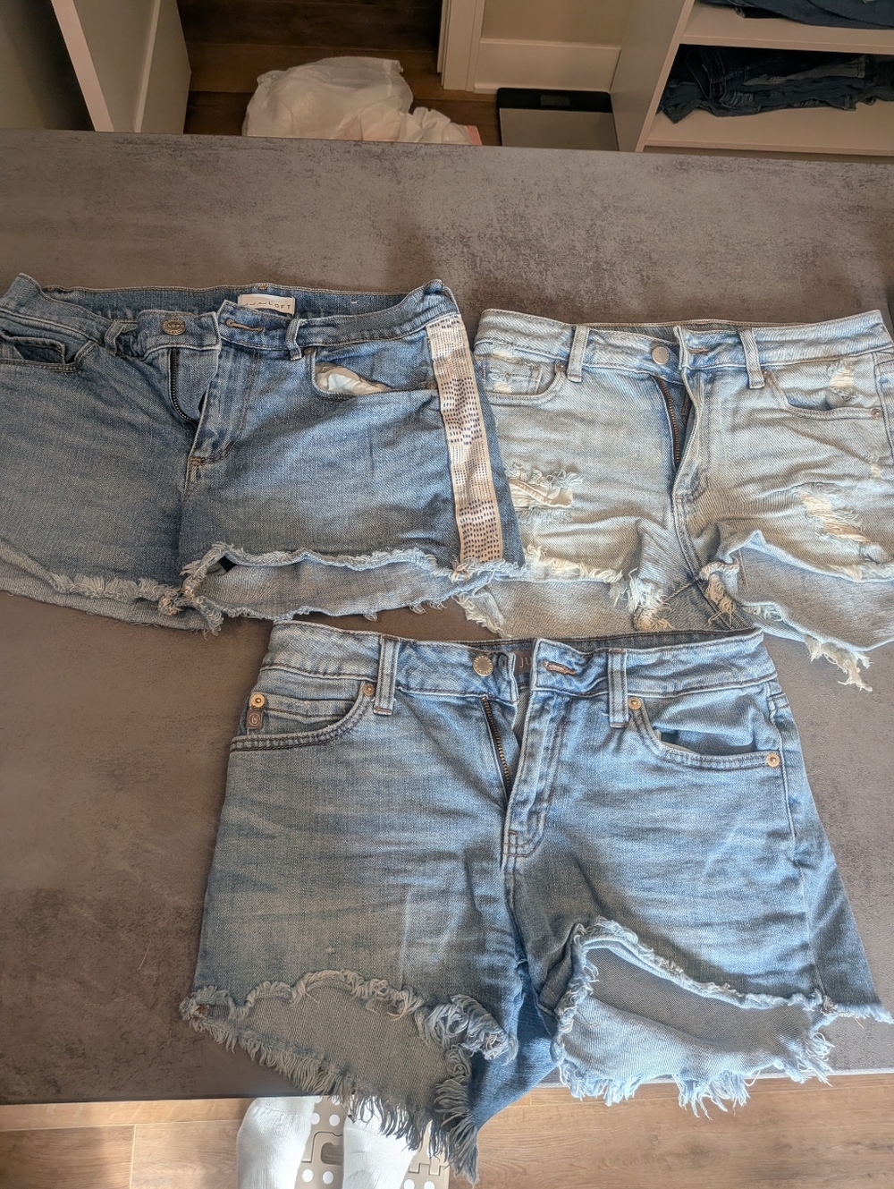 Three Distressed Light Wash Denim Shorts - Mixed Styles, just USA (lulus)X2/loft